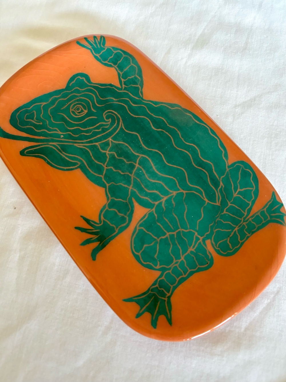 Vintage David Lambert Sardis Studio Pottery RARE Wife Elfrida Enimals Frog Dish